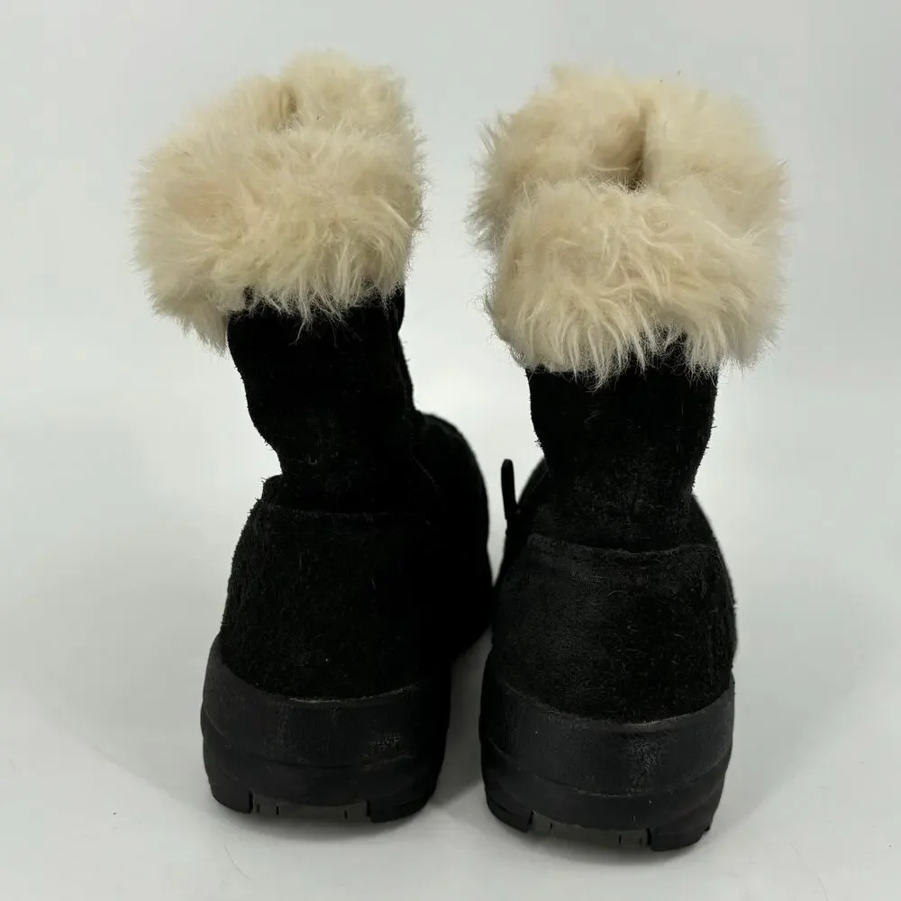 Sorel Boots Size 6.5‎ Black Suede Leather Faux Fur Size Side Zip Northern Lite